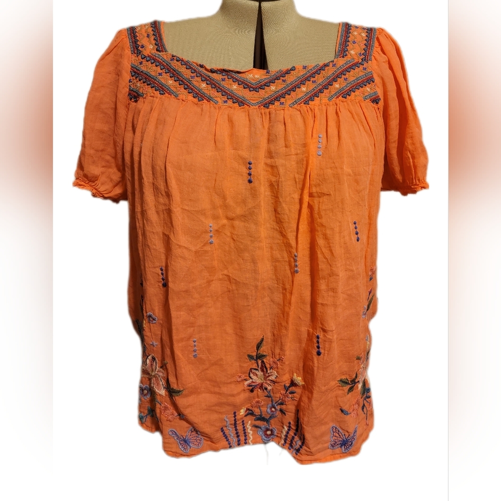 🔖🎉HP🎉NWT🎉👉 Johnny Was Aimee Puff Sleeve Peasant Top Sz XXL
